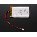 Lithium Ion Polymer Battery 3.7V - 1200mAh - 2-pin JST connector